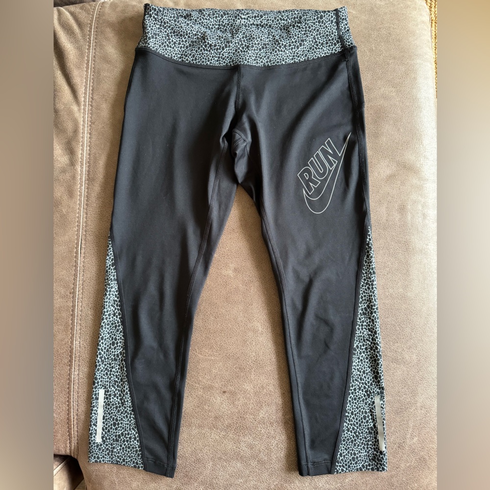 Black and Gray Nike Run Leggings